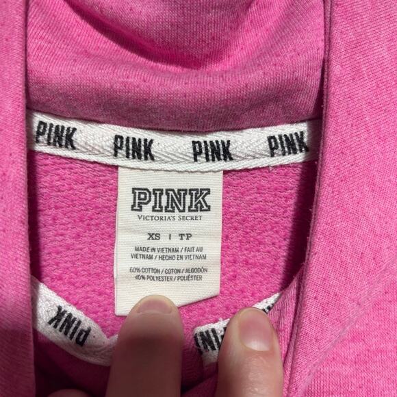 Victoria’s Secret PINK Half Zip Pullover Pocket Sweatshirt Pink Dog Logo XS - Picture 5 of 9